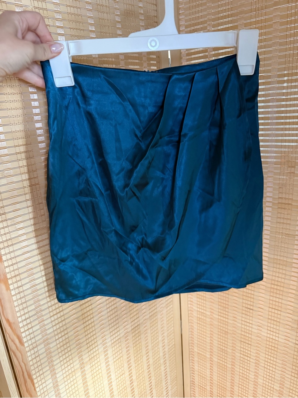 Blue Blush Teal Satin Mini Skirt